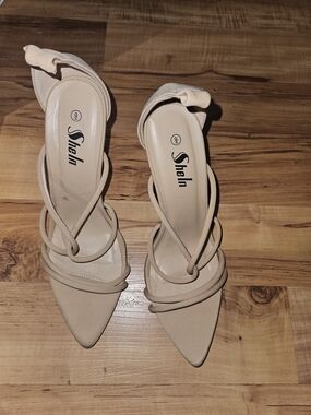 SheIn Nude Strappy Pointed-Toe Heels